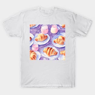 Watercolor croissant pattern T-Shirt